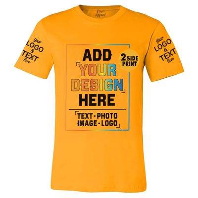 Custom T Shirt for Men Women Add Your Own Text Front Back 2 Sided Personalized T-Shirt Gold