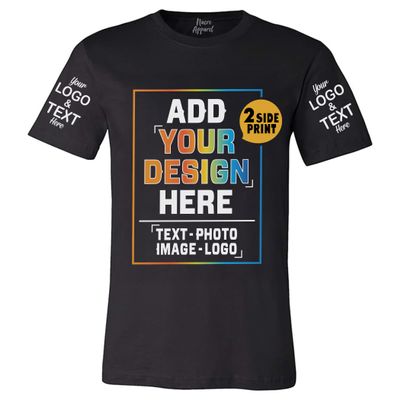 Custom T Shirt for Men Women Add Your Own Text Front Back 2 Sided Personalized T-Shirt Black