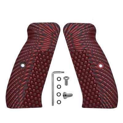 Guuun G10 Grips for CZ-75B / SP-01 OPS Eagle Wing Texture - Red/Black