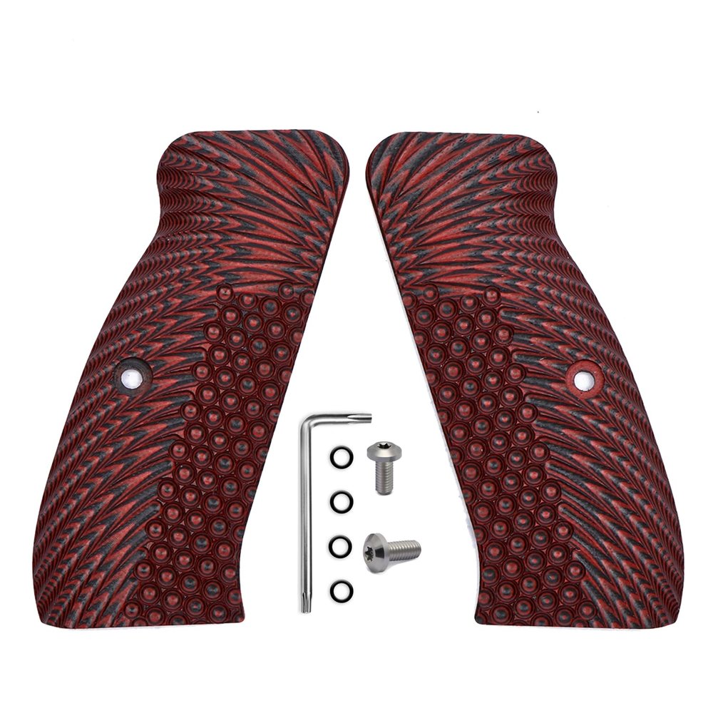 Guuun G10 Grips for CZ-75B / SP-01 OPS Eagle Wing Texture - Red/Black