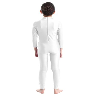 dPois Kids Girls Long Sleeves Full Length Unitards Ballet Dance Gymnastics Leotards One Piece Bodysuits Ivory 3-4 Years