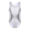 dPois Kids Girls' Shiny Metallic Camisole Tank Tops Ballet Gymnastics Leotard Dance Unitard Bodysuit Dancewear Silver 7-8 view 1