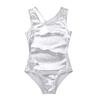 dPois Kids Girls' Shiny Metallic Camisole Tank Tops Ballet Gymnastics Leotard Dance Unitard Bodysuit Dancewear Silver 7-8 view 3