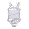 dPois Kids Girls' Shiny Metallic Camisole Tank Tops Ballet Gymnastics Leotard Dance Unitard Bodysuit Dancewear Silver 7-8 view 4