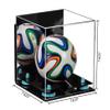 Better Display Cases Acrylic Mini - Miniature (not Full Size) Soccer Ball Display Case with Mirror Case, Light Blue Risers, Black Base and Wall Mount (B03) view 2