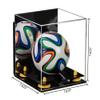 Better Display Cases Acrylic Mini - Miniature (not Full Size) Soccer Ball Display Case with Mirror Case, Yellow Risers, Black Base and Wall Mount (B03) view 2