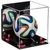 Better Display Cases Acrylic Mini - Miniature (not Full Size) Soccer Ball Display Case with Mirror Case, Pink Risers, Black Base and Wall Mount (B03) view 1