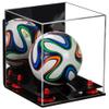 Better Display Cases Acrylic Mini - Miniature (not Full Size) Soccer Ball Display Case with Mirror Case, Red Risers, Black Base and Wall Mount (B03) view 1