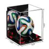 Better Display Cases Acrylic Mini - Miniature (not Full Size) Soccer Ball Display Case with Mirror Case, Red Risers, Black Base and Wall Mount (B03) view 2