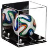 Better Display Cases Acrylic Mini - Miniature (not Full Size) Soccer Ball Display Case with Mirror Case, White Risers, Black Base and Wall Mount (B03) view 1
