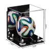 Better Display Cases Acrylic Mini - Miniature (not Full Size) Soccer Ball Display Case with Mirror Case, White Risers, Black Base and Wall Mount (B03) view 2