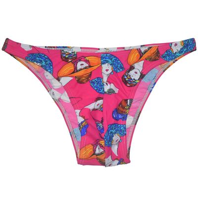 Jaxu Men Bodybuilding Physique Bikini Briefs Competition Underwear Active Posing Trunks Cheeky Swimwear Pink Hat L