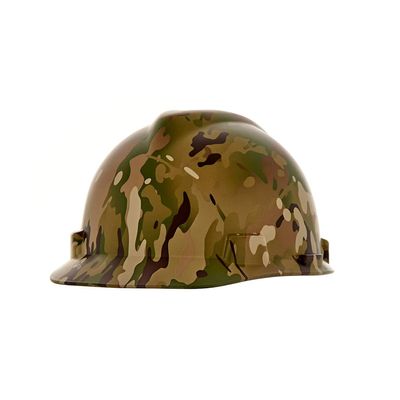 MSA 10204775 Hydro Dip V-Gard Cap Style Safety Hard Hat with Fas-Trac III Ratchet Suspension | Polyethylene Shell, Self Adjusting Crown Straps - Standard Size in Multi Camo