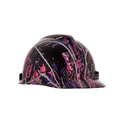 MSA 10204770 Hydro Dip V-Gard Cap Style Safety Hard Hat with Fas-Trac III Ratchet Suspension | Polyethylene Shell, Self Adjusting Crown Straps - Standard Size in Muddy Girl