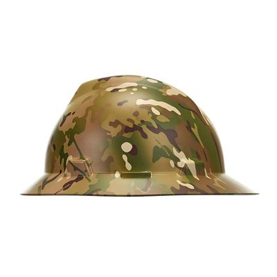 MSA 10204784 Hydro Dip V-Gard Full-Brim Hard Hat With Fas-Trac III Ratchet Suspension | Polyethylene Shell, Self Adjusting Crown Straps - Standard Size in Multi Camo