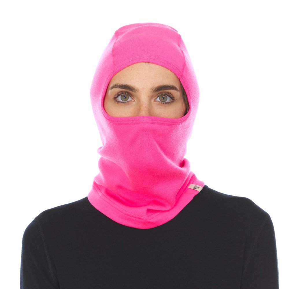 100% Merino Wool Balaclava - Winter Ski Mask - Face Mask - Cold Weather Gear - Blaze Pink - One Size