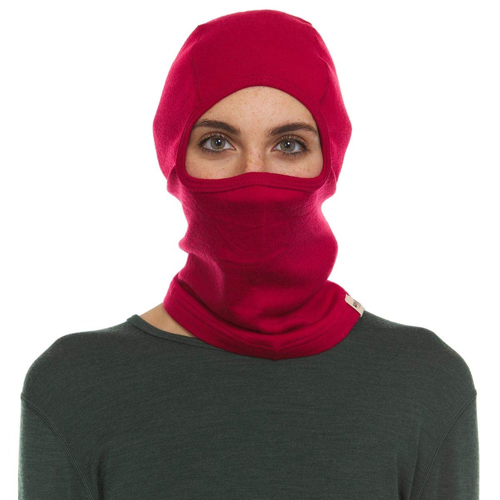 100% Merino Wool Balaclava - Winter Ski Mask - Face Mask - Cold Weather Gear - True Red - One Size