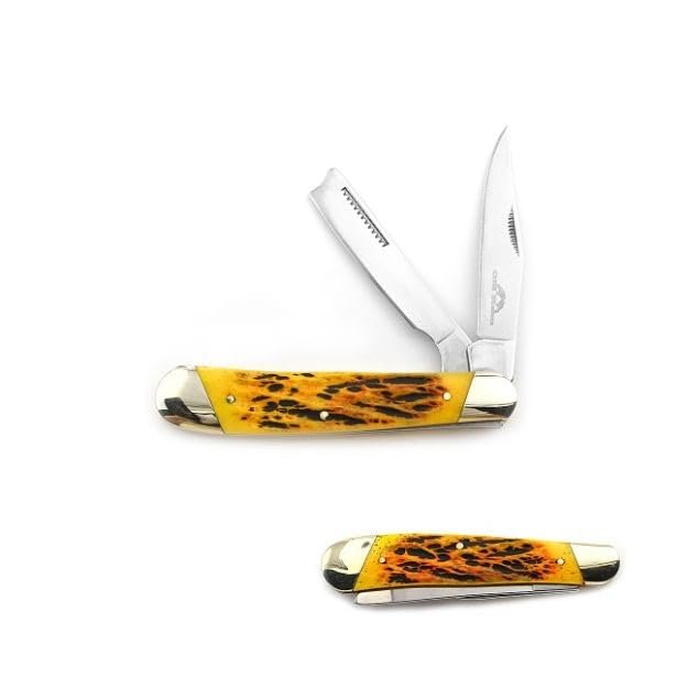 Old Ram Collection Everyday Carry Manual Folding Pocket Trapper Knife w/Smooth Resin Handle (Burnt Bone)