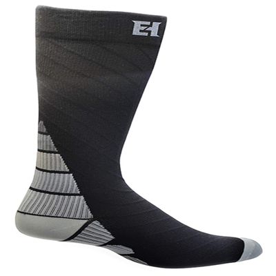 Elite Hockey, Notorious Pro-Series Compression Calf Sock, One Pair (Black/Silver Grey, Small)