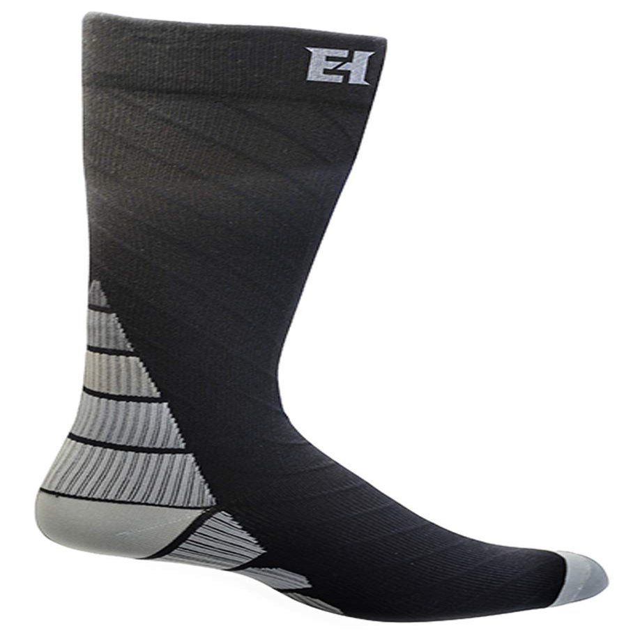 Elite Hockey, Notorious Pro-Series Compression Calf Sock, One Pair (Black/Silver Grey, Small)