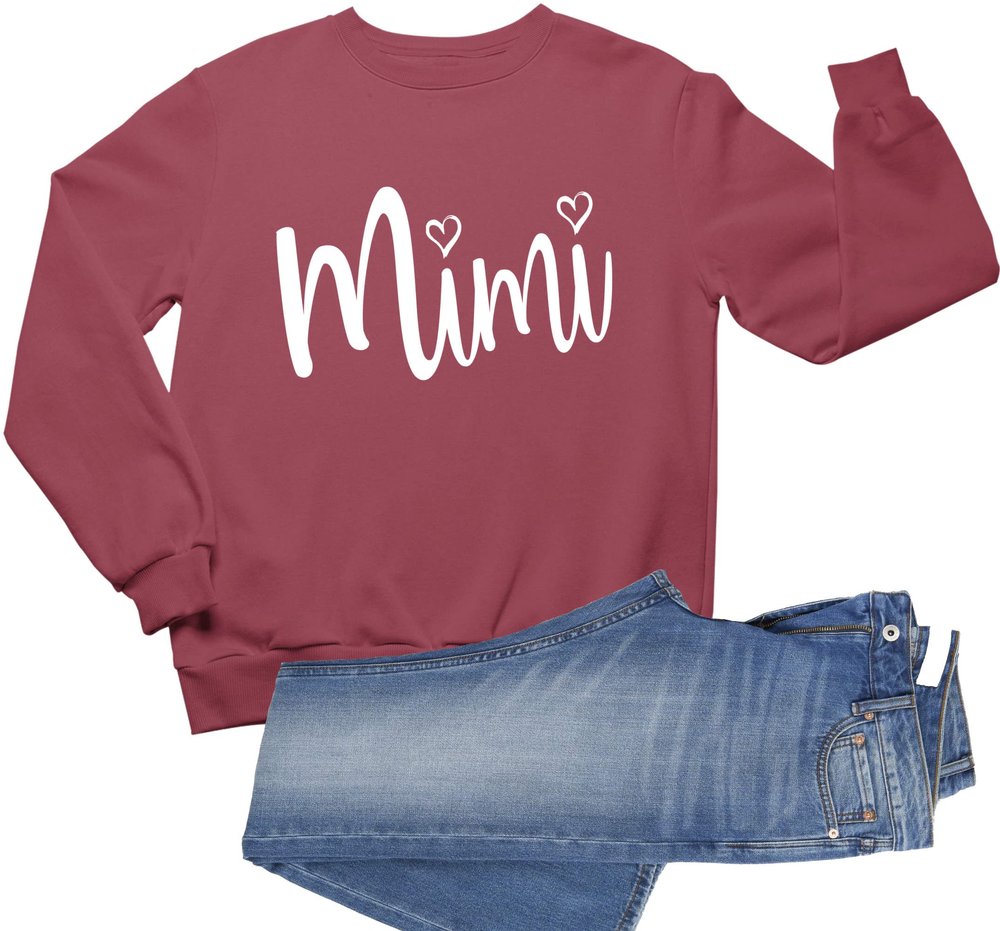 Go All Out X-Large Vintage Heather Red Adult Mimi Heart Grandma Sweatshirt Crewneck