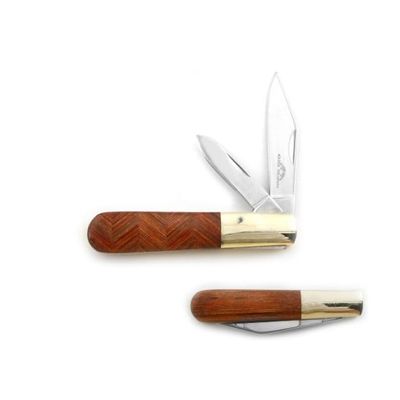 Old Ram Collection Everyday Carry Manual Folding Pocket Trapper Knife w/Smooth Resin Handle (Wood)