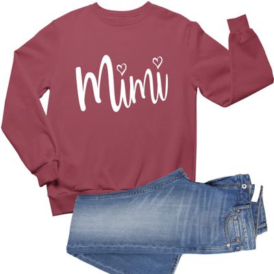 Go All Out Small Vintage Heather Red Adult Mimi Heart Grandma Sweatshirt Crewneck