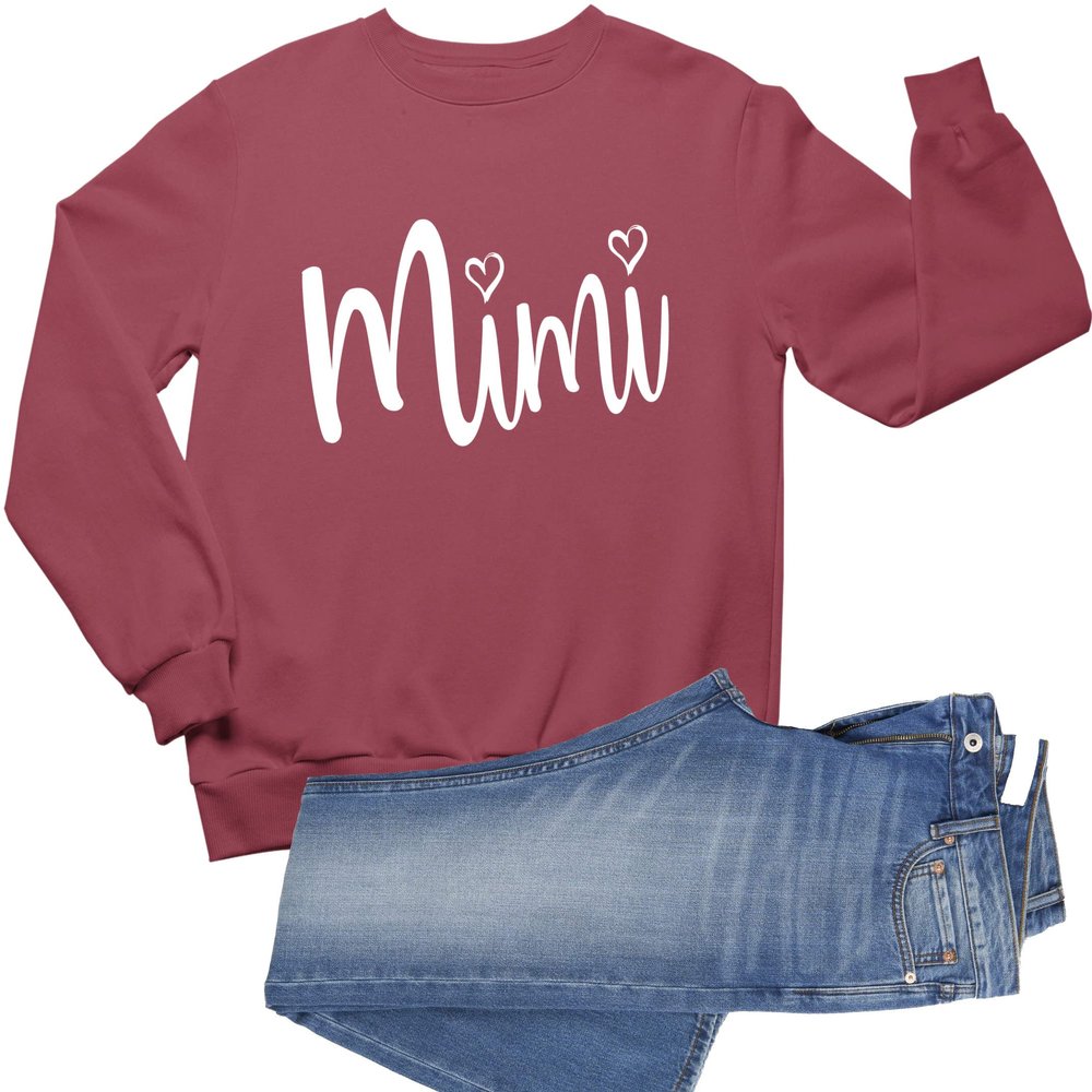 Go All Out Small Vintage Heather Red Adult Mimi Heart Grandma Sweatshirt Crewneck