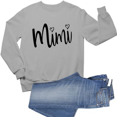 Go All Out X-Large Athletic Heather Adult Mimi Heart Grandma Sweatshirt Crewneck