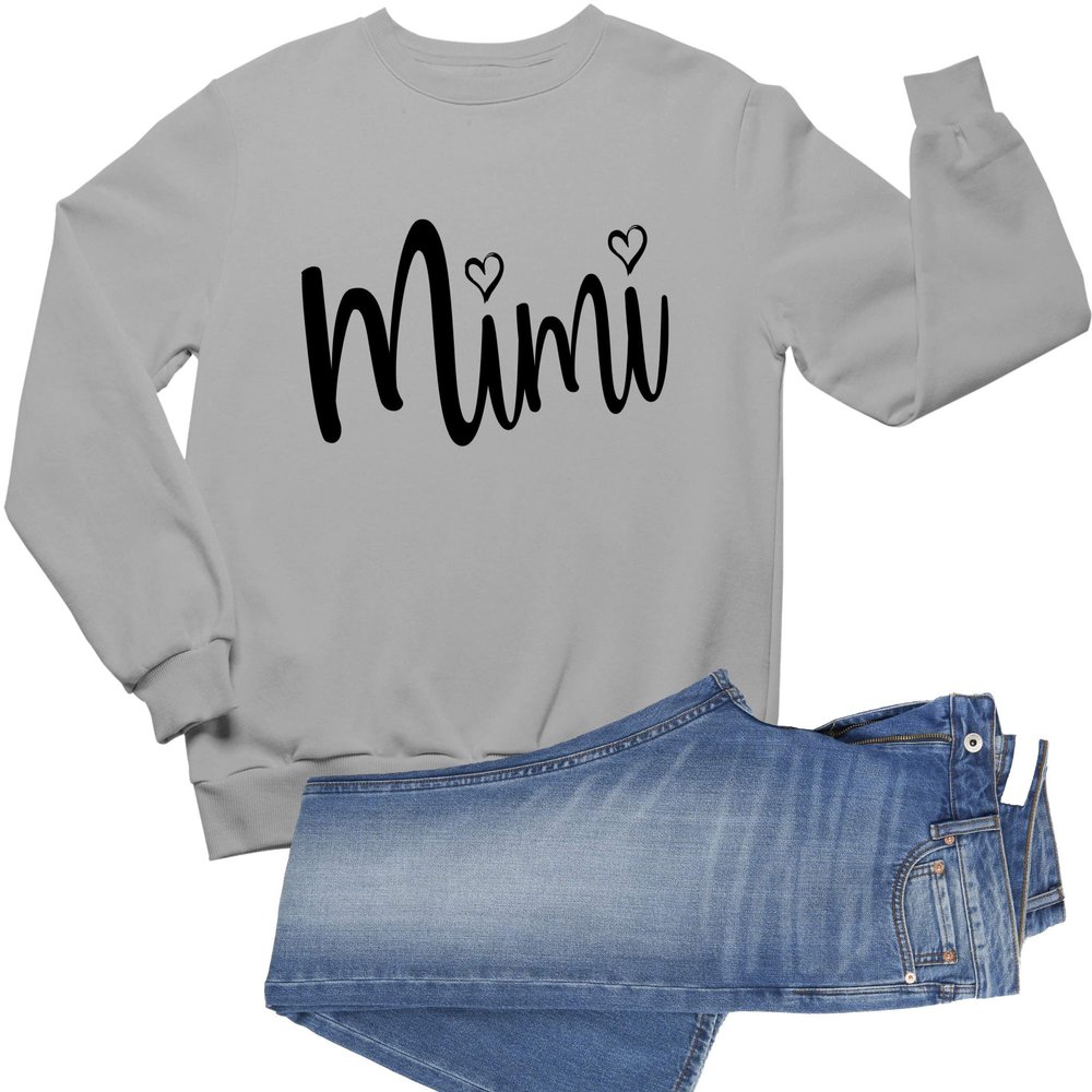 Go All Out X-Large Athletic Heather Adult Mimi Heart Grandma Sweatshirt Crewneck
