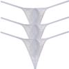Jaxu Men's Sexy Little Thong Underwear See Through Pouch G-String Under Panties Low Rise T-BACK 3PCS White XL view 1
