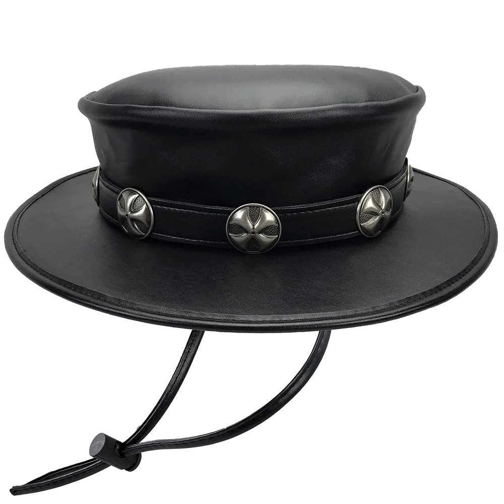 Absolute Vibe Plague Doctor Halloween Costume Steampunk Magician Dress Up Party Black Wide Brim Hat (M, Cross)