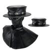 Absolute Vibe Plague Doctor Halloween Costume Steampunk Magician Dress Up Party Black Wide Brim Hat (M, Cross) view 3