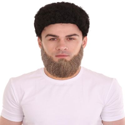 HPO Men's Synthetic Hair Full Beard Cosplay Facial Hair (Brown)