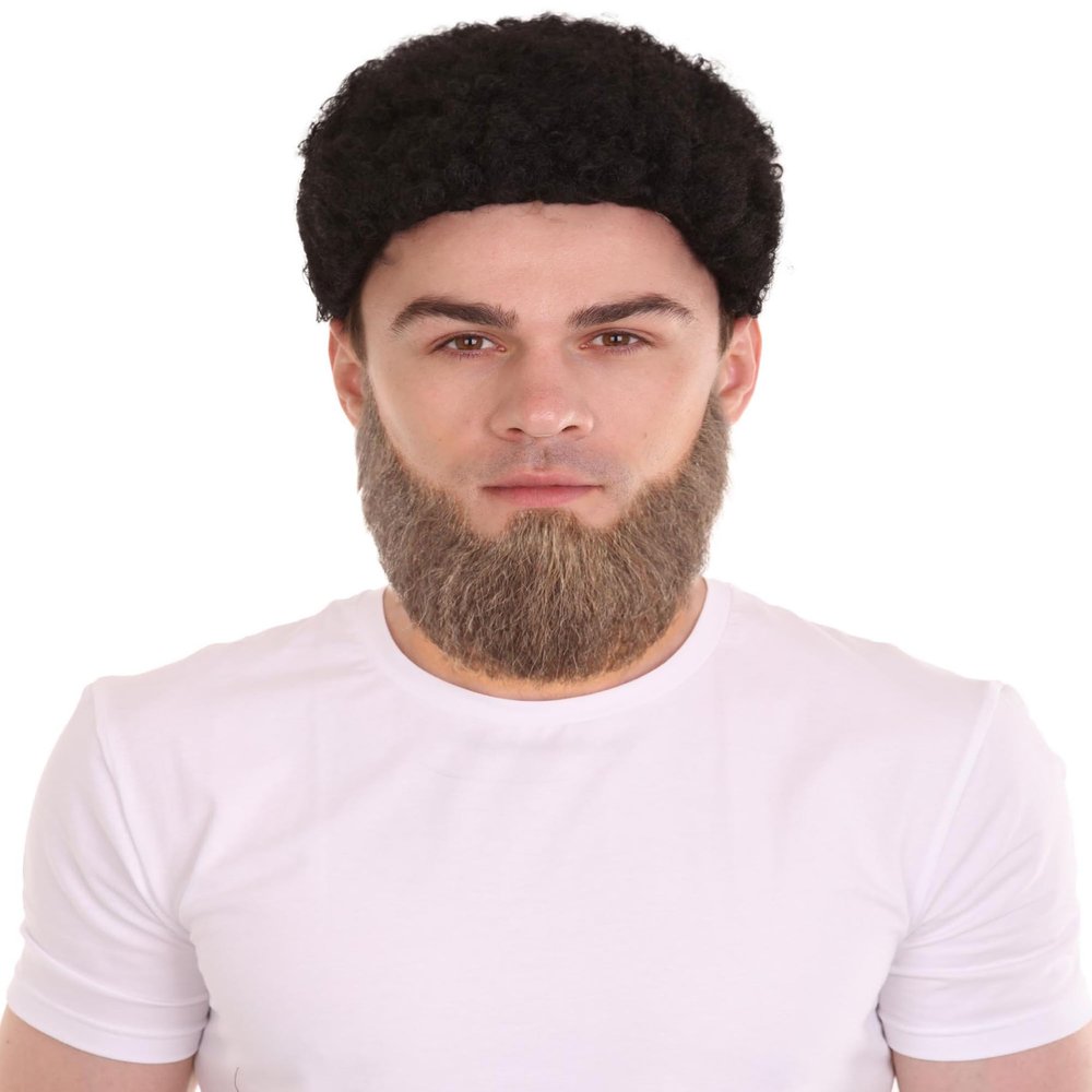 HPO Men's Synthetic Hair Full Beard Cosplay Facial Hair (Brown)