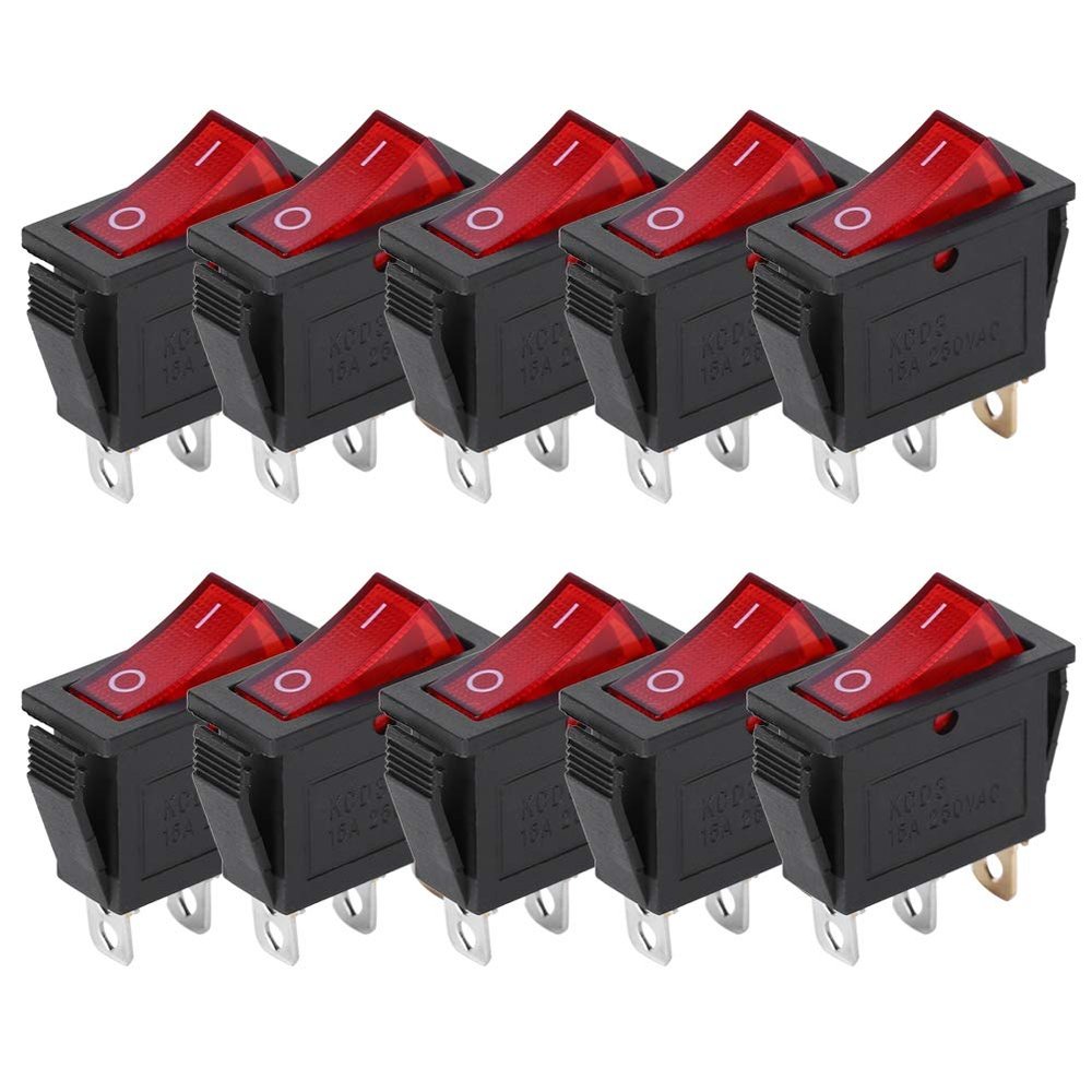 10Pcs KCD3 3Pin 2 Position On Off Mini Power Switch for Car Auto Boat Household Appliances Electronic Components with Toggle Rocker Switch