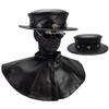 Absolute Vibe Plague Doctor Halloween Costume Steampunk Magician Dress Up Party Black Wide Brim Hat (M, Star) view 4