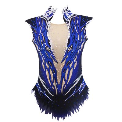 LIUHUO Rhythmic Leotards Dress Blue Girls Children Gymnastic Unitard Maxi Belly Performance Ballroom Ballet Exotic Ddancewear