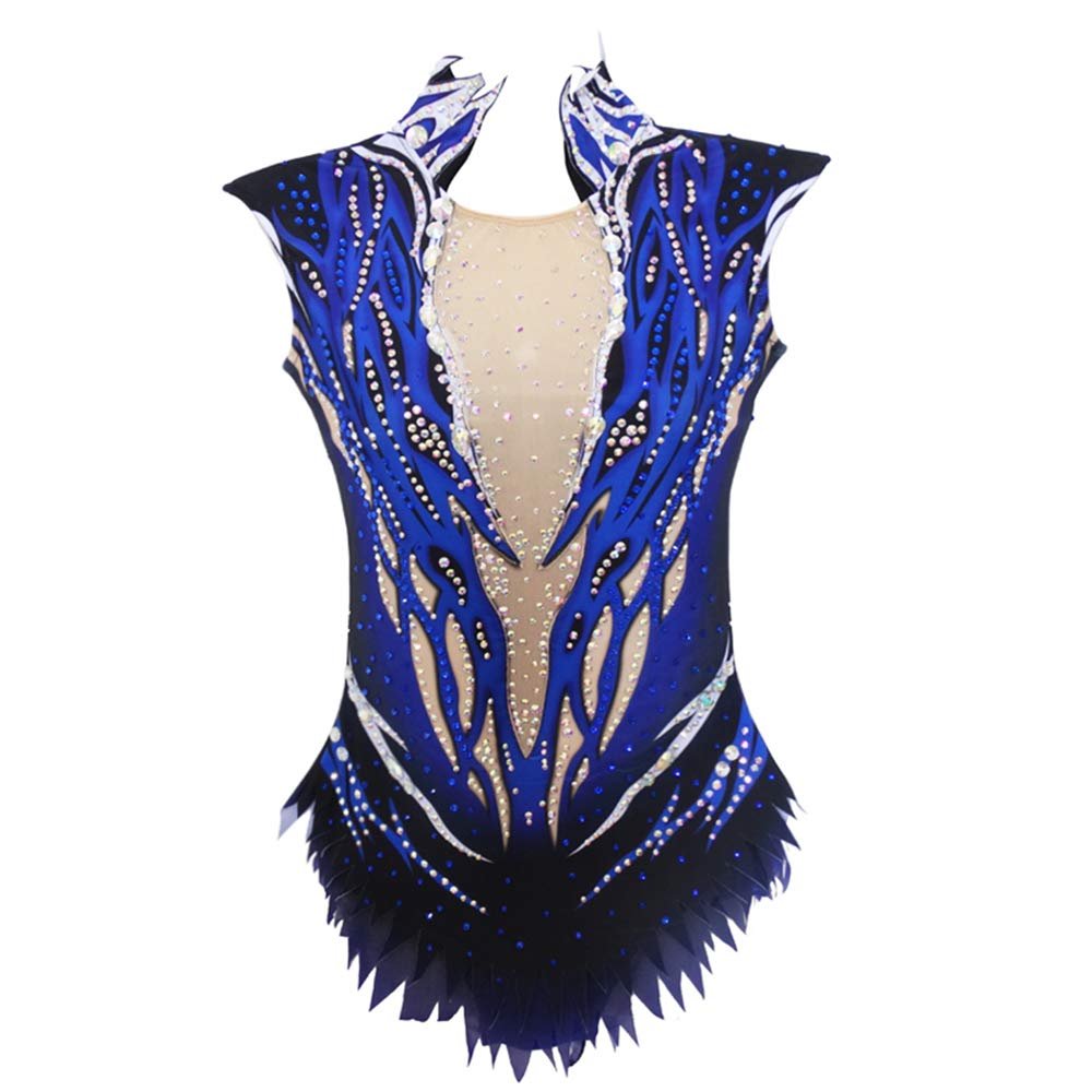 LIUHUO Rhythmic Leotards Dress Blue Girls Children Gymnastic Unitard Maxi Belly Performance Ballroom Ballet Exotic Ddancewear