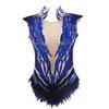 LIUHUO Rhythmic Leotards Dress Blue Girls Children Gymnastic Unitard Maxi Belly Performance Ballroom Ballet Exotic Ddancewear view 1