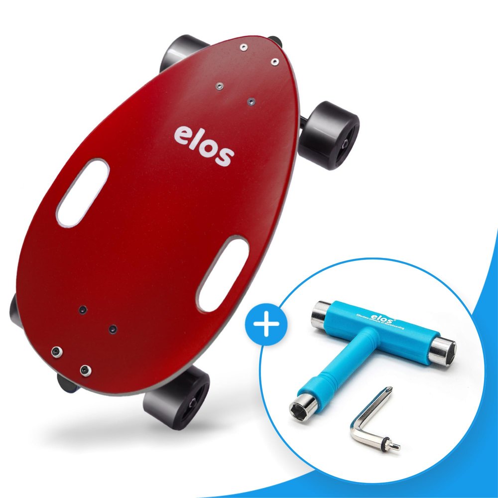 Elos Skateboard and Skate Tool All in One Bundle: Complete Mini Longboard Cruiser Ideal for Beginners & Urban Commuters, Ultra-Portable All-in-One T-Tool for Easy Adjustments & Maintenance
