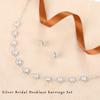 Unicra Bride Silver Necklace Earrings Set Crystal Bridal Wedding Jewelry Set for Women view 3