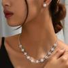 Unicra Bride Silver Necklace Earrings Set Crystal Bridal Wedding Jewelry Set for Women view 4