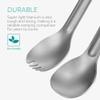 Navaris Long Handle Titanium Spork and Spoon - 8.4" (21.5cm) Long Metal Cutlery Set for Backpacking and Camping - Strong Lightweight - Includes Bag view 4
