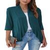 Bluetime Women Casual Lightweight Open Front Cardigans Soft Draped Ruffles 3/4 Sleeve Cardigan (S, Teal Blue) view 1
