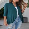 Bluetime Women Casual Lightweight Open Front Cardigans Soft Draped Ruffles 3/4 Sleeve Cardigan (S, Teal Blue) view 2
