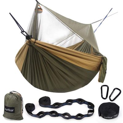 Sunyear Hammock Camping with Net/Netting, Portable Camping Hammock Double Tree Hammock Outdoor Indoor Backpacking Travel & Survival, 2 Tree Straps (16+1 Loops Each, 20Ft Total)