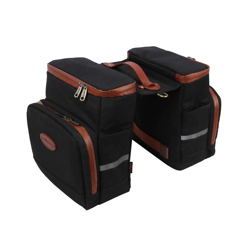 TOURBON Canvas Pannier Bicycle Rear Rack Back Seat Tail Insulated Trunk Cooler Double Bag