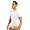 JEEYJOO Men's Solid One-Piece Press Button Crotch Leotard T-Shirts Bodysuit Pajamas White Type A Medium view 4