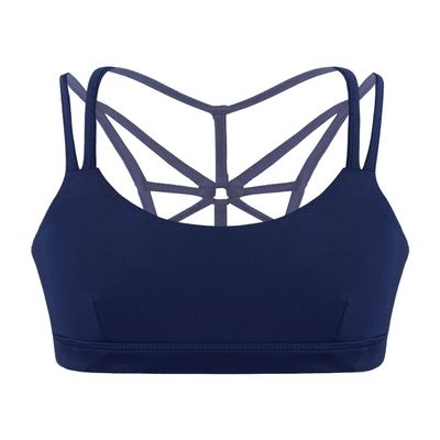 ranrann Kids Girls Active Sports Bra Ballet Dance Crop Top Strappy Training Bras Soft Wireless Underwear Active Vest Top Navy_Blue 3-4